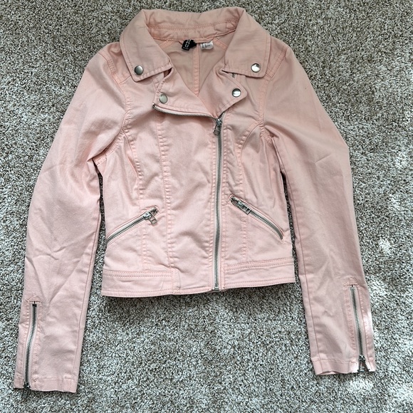 H&M Jackets & Blazers - H & M Divided Light Pink Denim-like Jacket Size S
